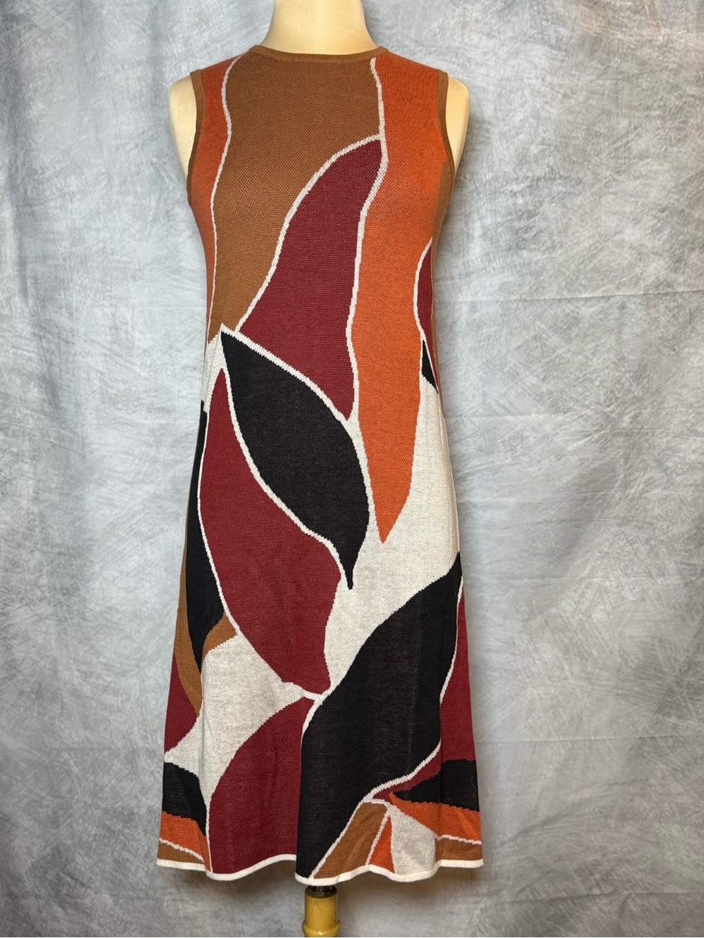Sleeveless Midi Knit Dress in Rust, XS